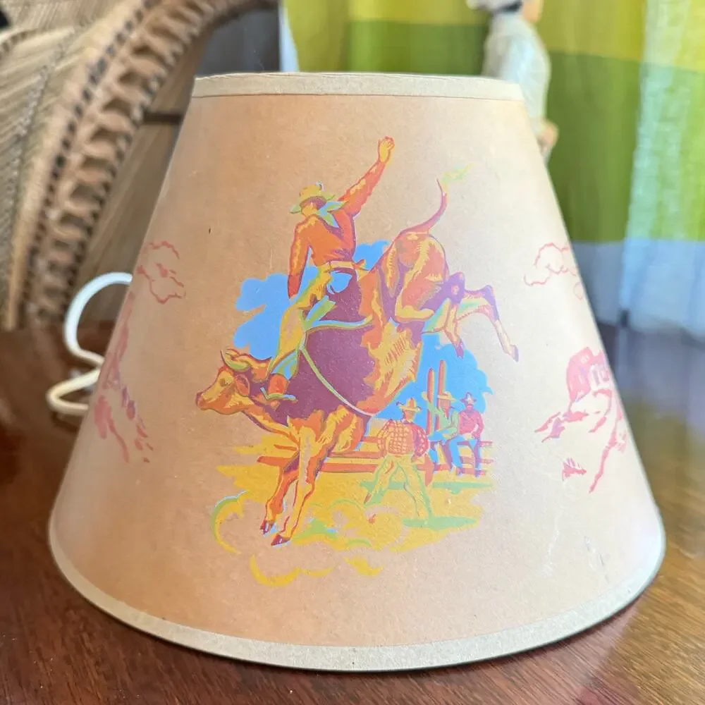 Vintage Cowboy western figurative lamp and shade